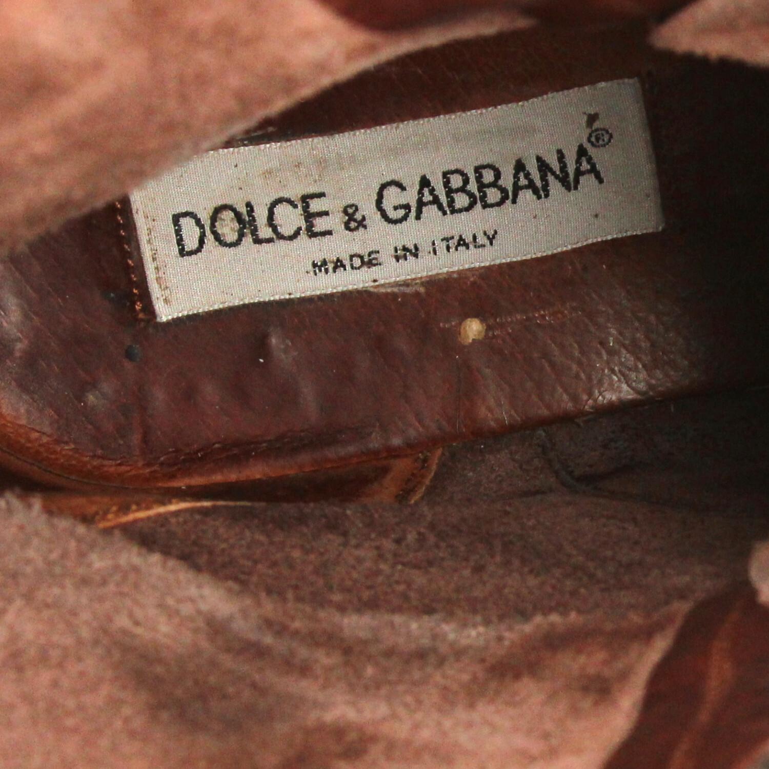 2000s Dolce & Gabbana Brown Leather Lace-up Boots 6