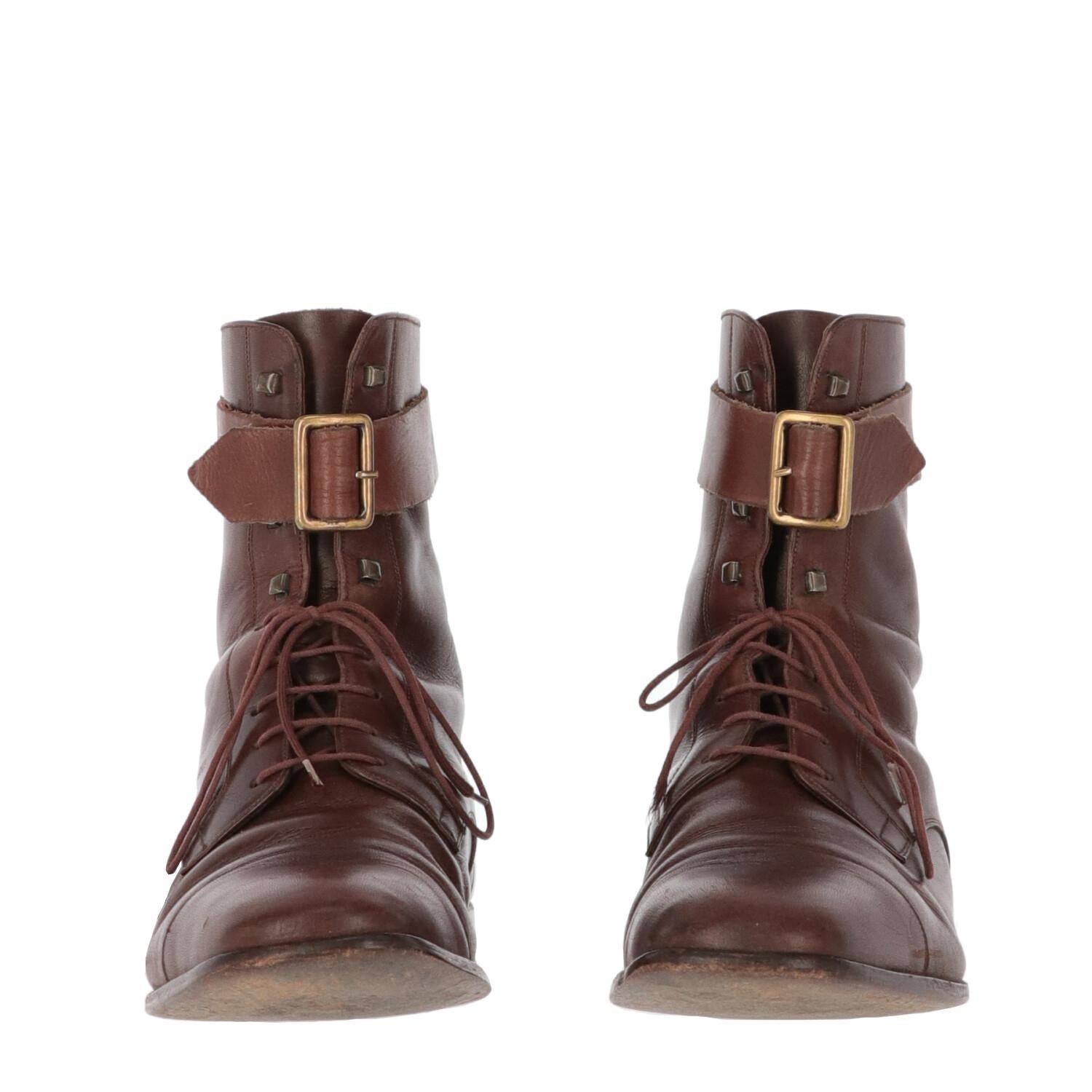 Men's 2000s Dolce & Gabbana Brown Leather Lace-up Boots