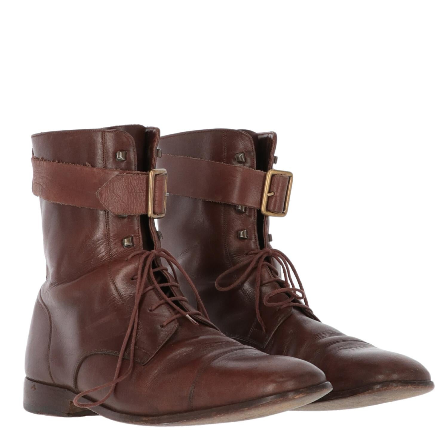 2000s Dolce & Gabbana Brown Leather Lace-up Boots 1