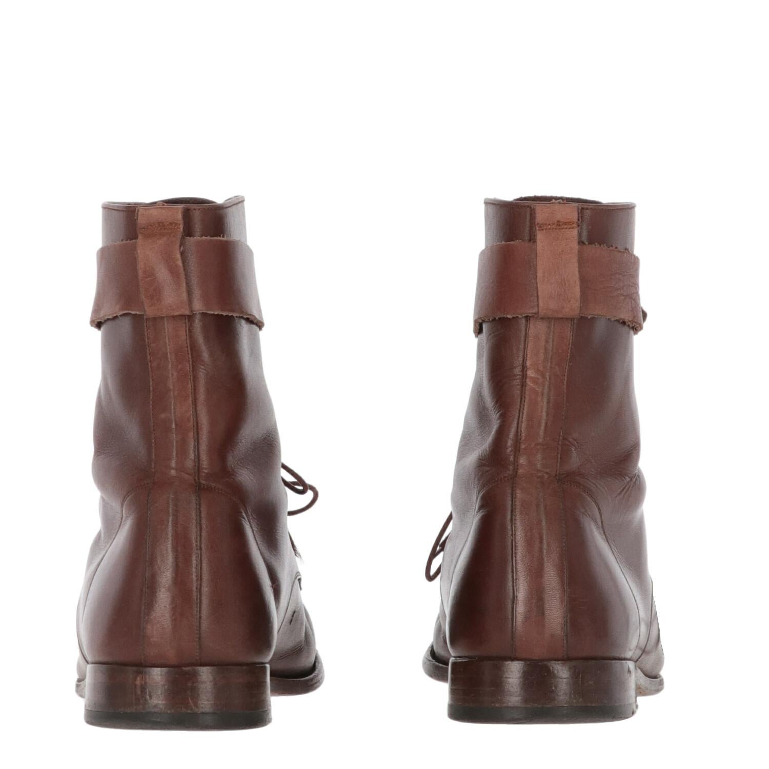 2000s Dolce & Gabbana Brown Leather Lace-up Boots 2