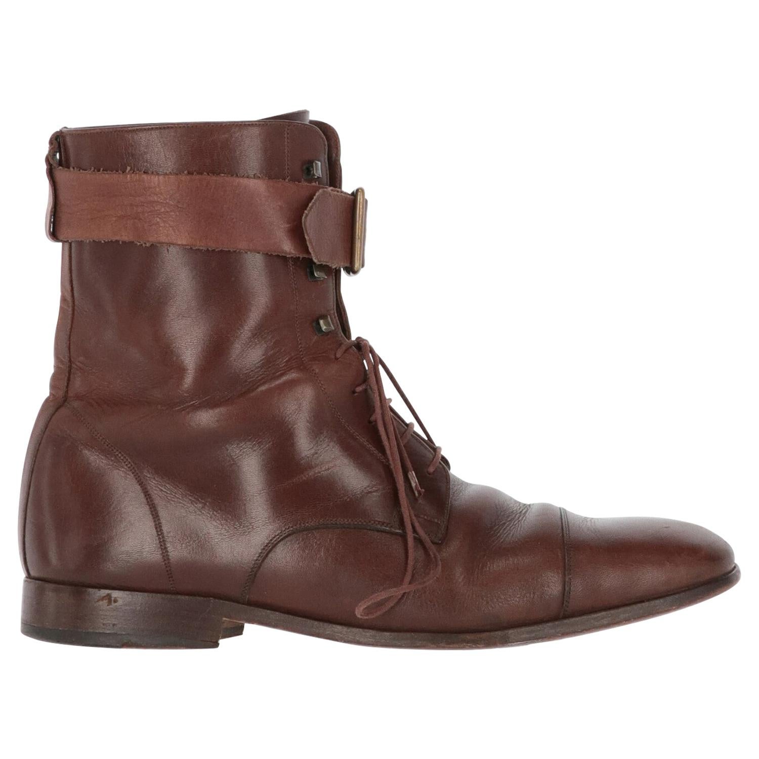 2000s Dolce & Gabbana Brown Leather Lace-up Boots