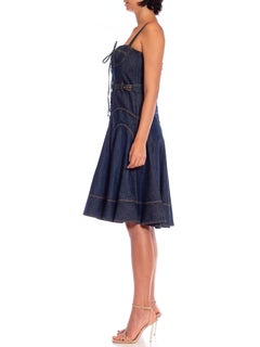 2000S DOLCE & GABBANA Cotton/Lycra Denim Bra-Cup Corset Dress