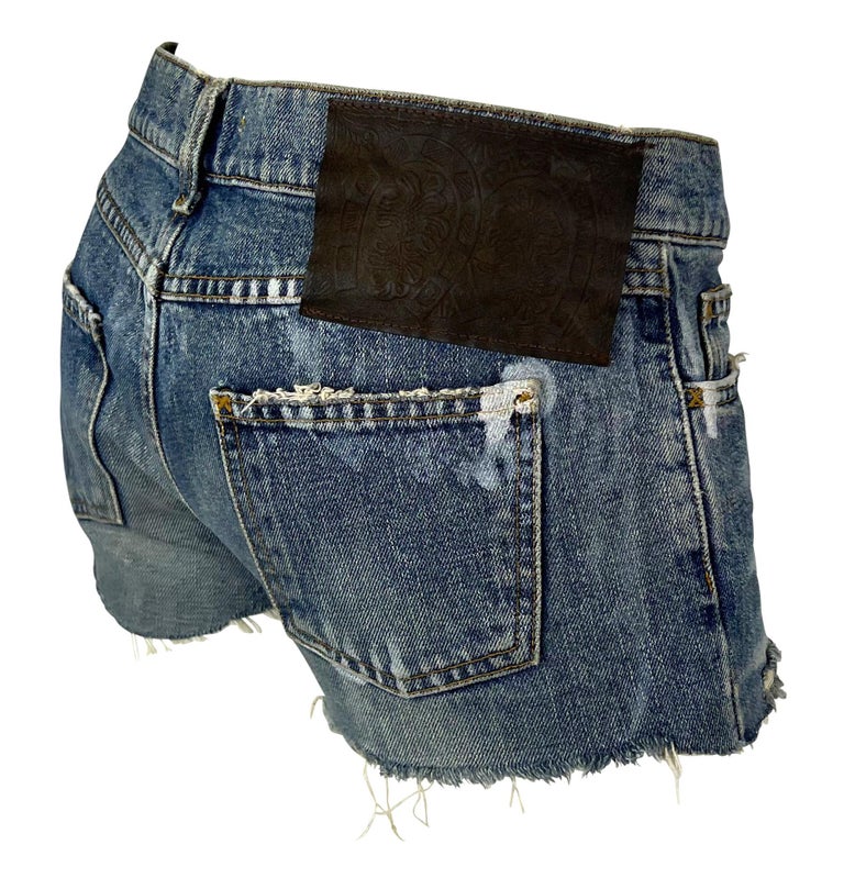 2000s Dolce and Gabbana Distressed Painted Denim Horseshoe Cutoff 