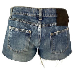 Vintage 2000s Dolce & Gabbana Distressed Painted Denim Horseshoe Cutoff Short Shorts
