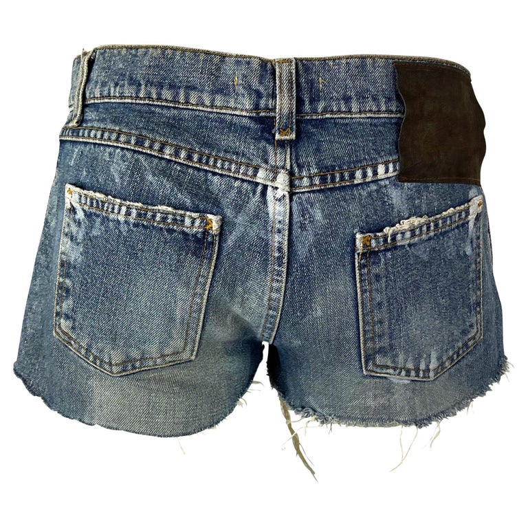 2000s Dolce and Gabbana Distressed Painted Denim Horseshoe Cutoff