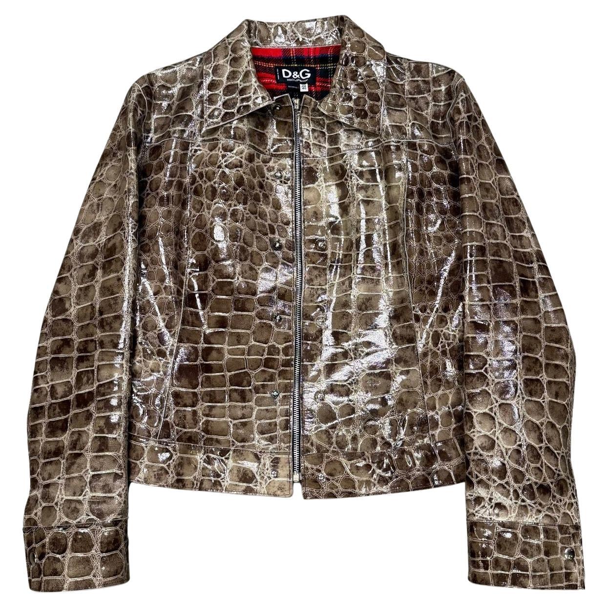 2000s Dolce & Gabbana faux crocodile leather jacket
