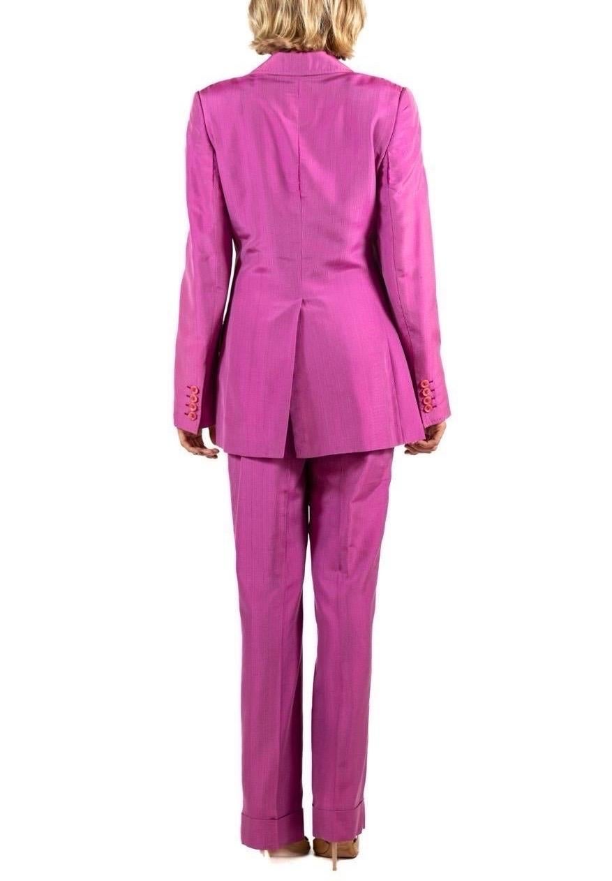 2000S Dolce & Gabbana Fuchia Silk Pant Suit For Sale 6