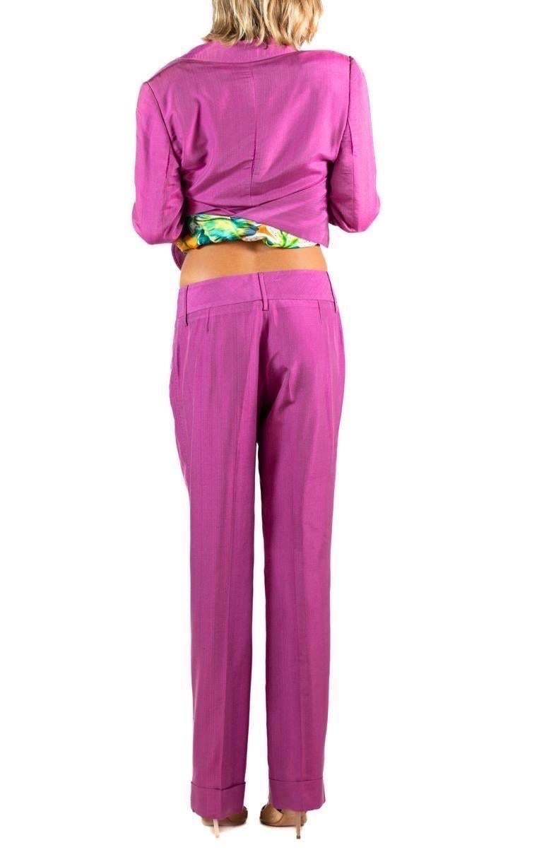2000S Dolce & Gabbana Fuchia Silk Pant Suit For Sale 2