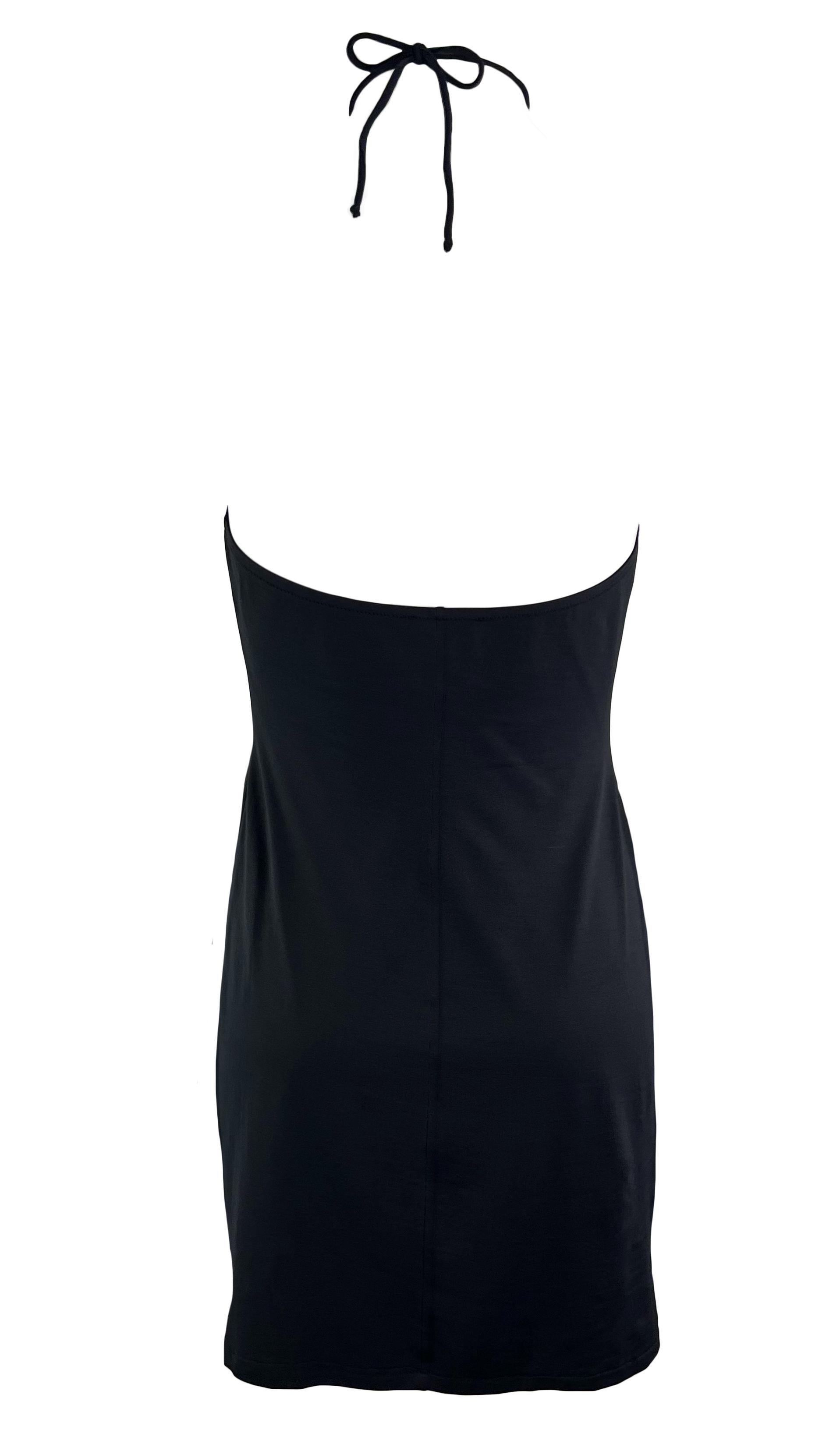 2000s Dolce & Gabbana Gold Logo Ring Halter Neck Bodycon Flare Beach Swim Dress In Excellent Condition For Sale In West Hollywood, CA