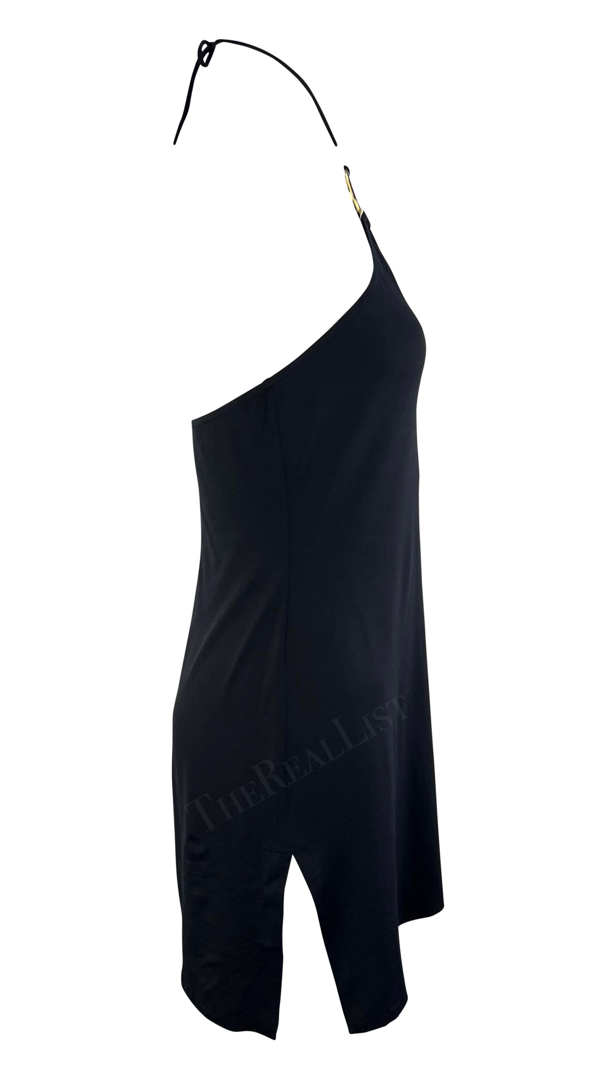 Women's 2000s Dolce & Gabbana Gold Logo Ring Halter Neck Bodycon Flare Beach Swim Dress For Sale