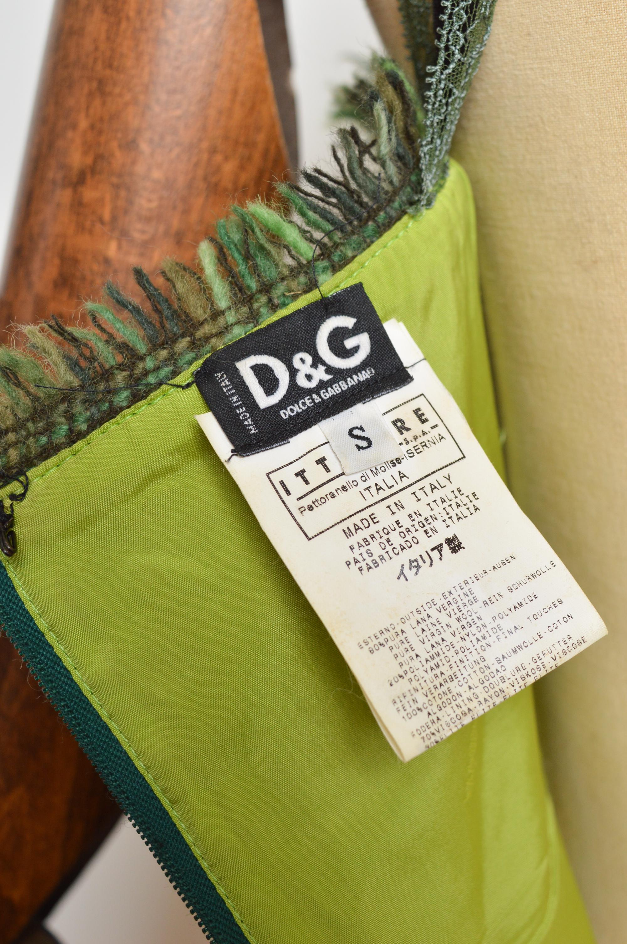 Dolce & Gabbana anni 2000: bustier a corsetto in pizzo e tweed verde con corpetto in denim in vendita 7