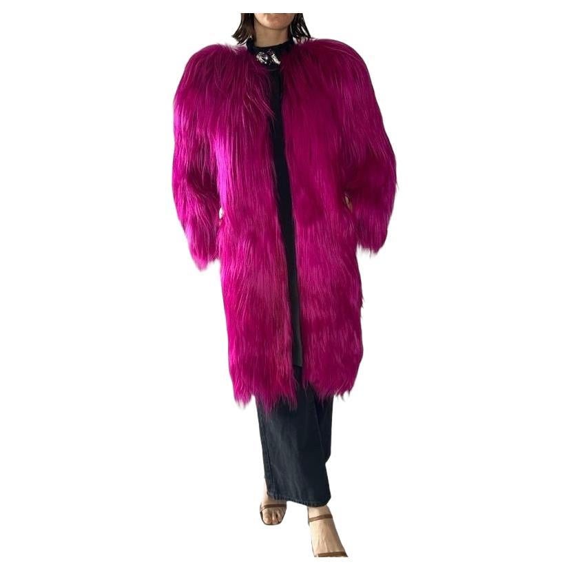 2000S Dolce & Gabbana Hot Pink Fur Yak 2009 Amest Coat For Sale