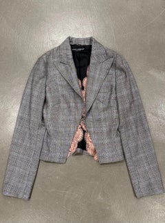 2000s Dolce & Gabbana hybrid embellished lace detail jacket