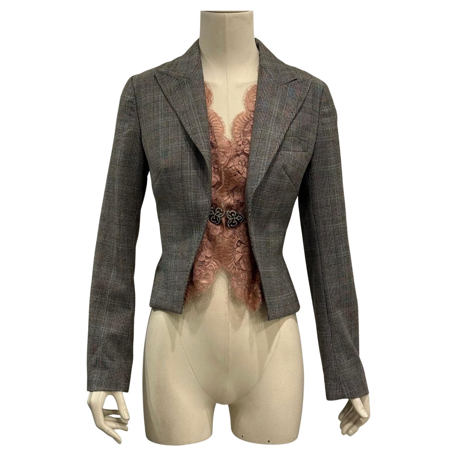 2000s Dolce & Gabbana hybrid embellished lace detail jacket