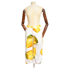 2000's DOLCE & GABBANA Lemon Print Summer Fruit Capri Pants - Crop Trousers