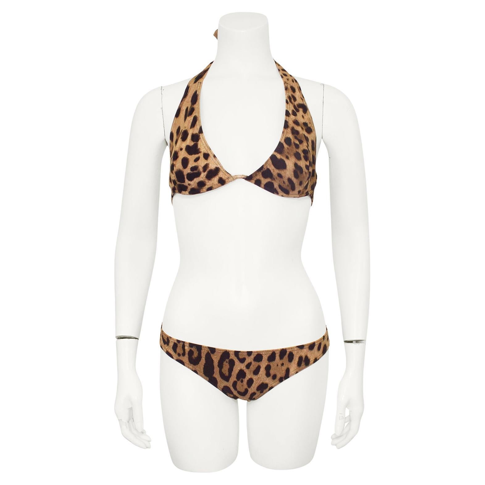 2000er Dolce & Gabbana Bikini mit Leopardenmuster im Angebot