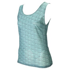 2000s Dolce & Gabbana Light Blue Logo Print Sheer Stretch Intimo Tank Top
