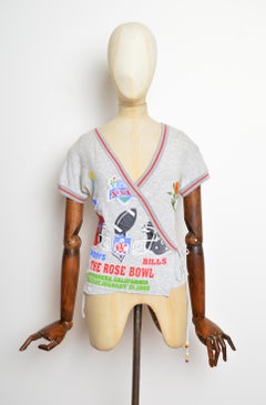 2000’s Dolce & Gabbana Multi Print Sporty Beaded Wrap around Crop Top