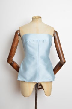 2000s Dolce & Gabbana Pale baby blue satin strapless Bustier - Corset Top