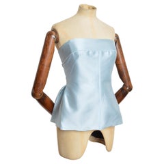 2000s Dolce & Gabbana Pale baby blue satin strapless Bustier - Corset Top