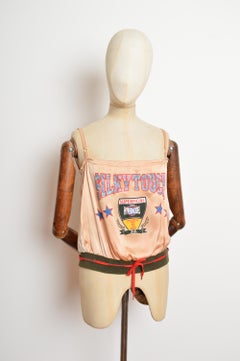 2000’s Dolce & Gabbana Peach Satin Sporty Logo Camisole Vest Top