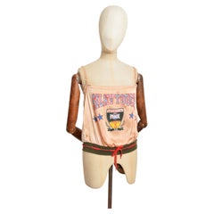 2000’s Dolce & Gabbana Peach Satin Sporty Logo Camisole Vest Top