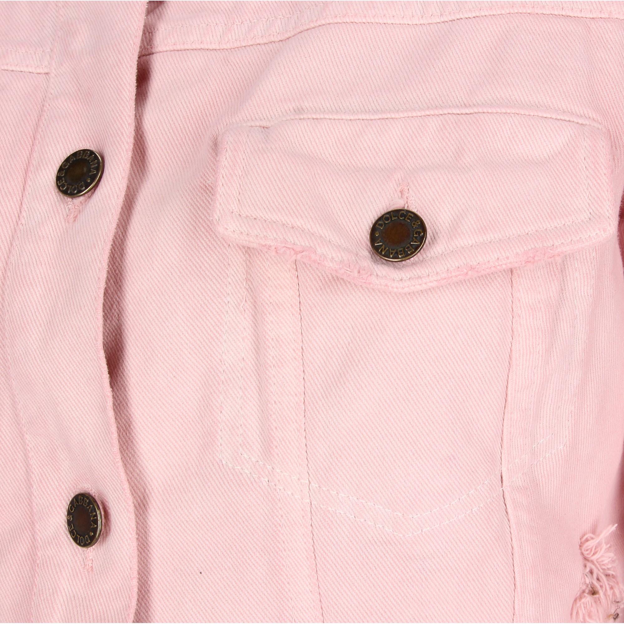 2000s Dolce & Gabbana Pink Denim Jacket 2