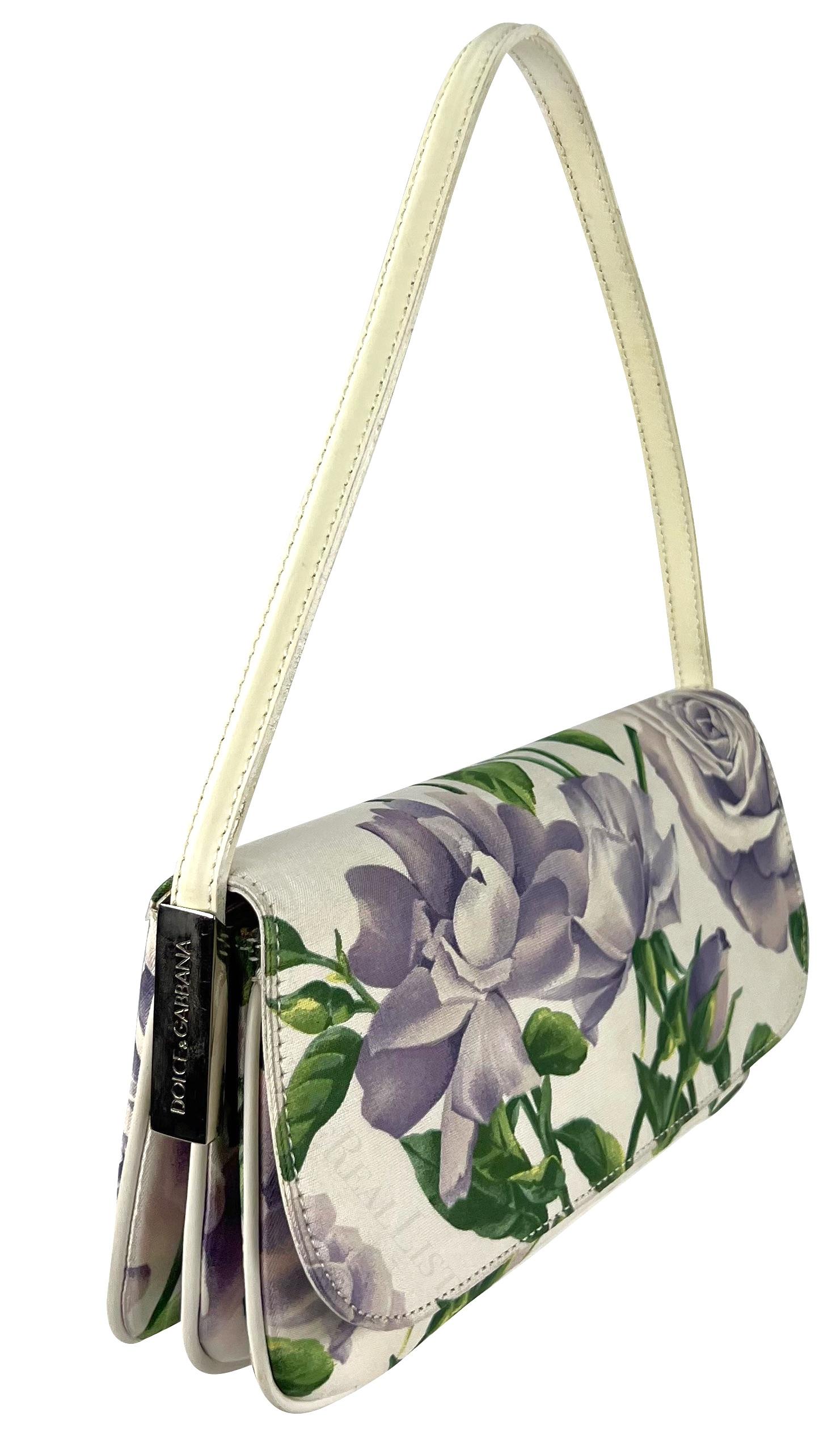 2000s Dolce & Gabbana Purple Rose Flap Shoulder Bag Y2K For Sale 4
