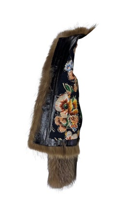 2000s Dolce & Gabbana Raccoon Eel Cropped Brown Fur Coat Jacket