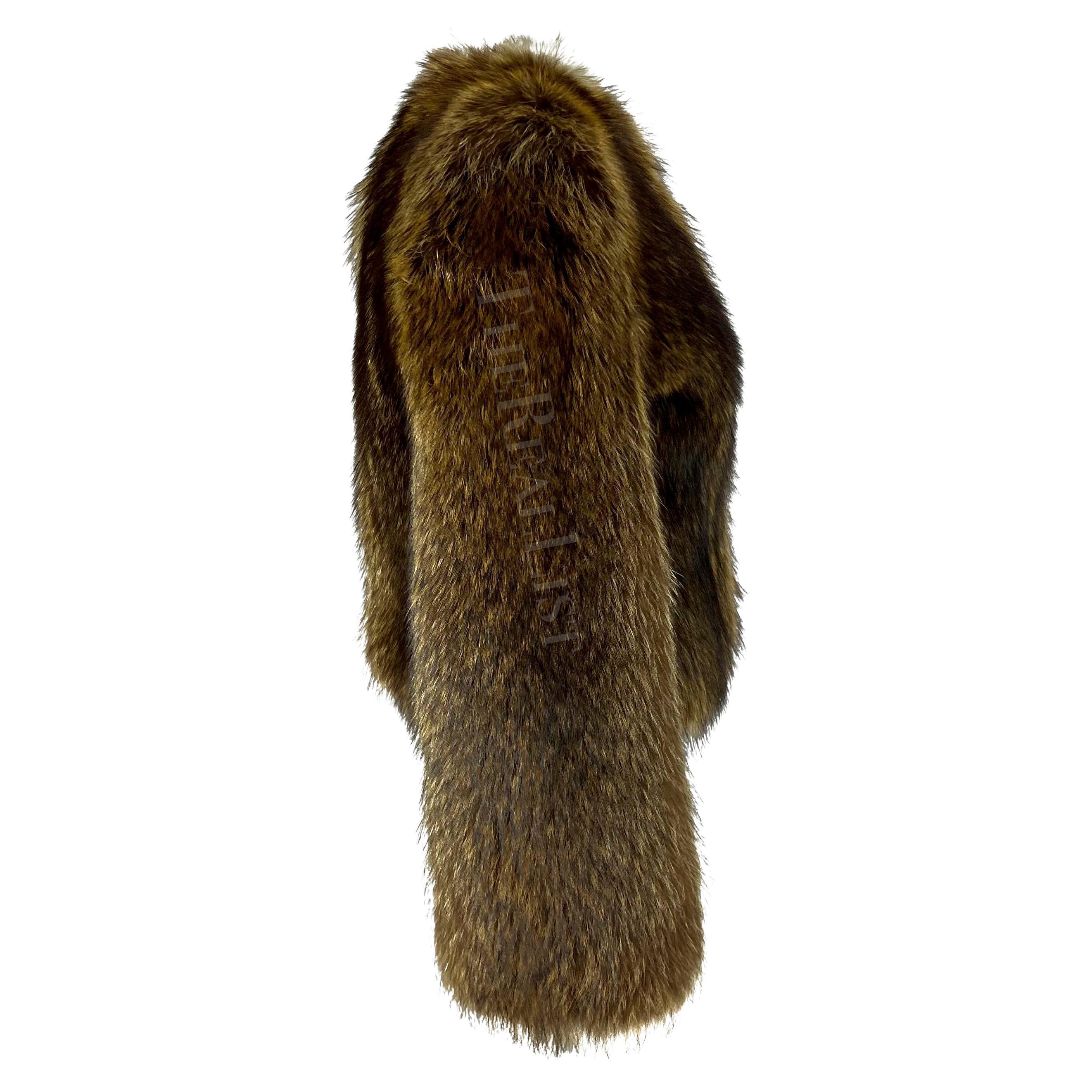 2000s Dolce & Gabbana Raccoon Eel Cropped Brown Fur Coat Jacket For Sale 2