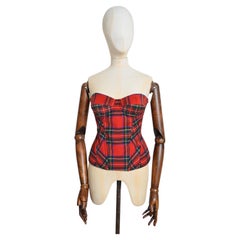 2000's Dolce & Gabbana Red Tartan Y2k Punk Style Corset - Bustier Top