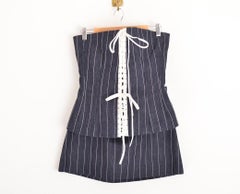 2000'S Dolce & Gabbana Runway  Y2K Lace Up Denim Corset & Skirt Matching Set