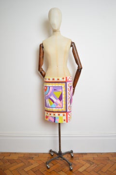 2000's Dolce & Gabbana Swirly Y2k Colourful Low Rise Skirt & Jacket Printed Set