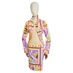 Conjunto estampado Dolce & Gabbana 2000 Swirly Y2k Colorido Falda baja y chaqueta