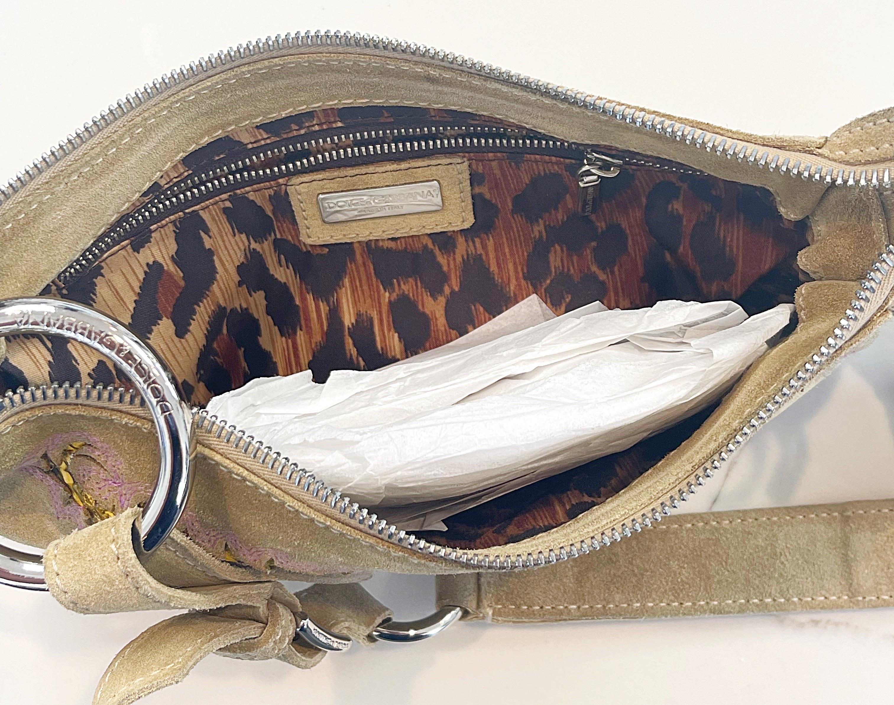 2000s Dolce & Gabbana Tan Suede + Python Snakeskin Vintage Handbag Shoulder Bag For Sale 6