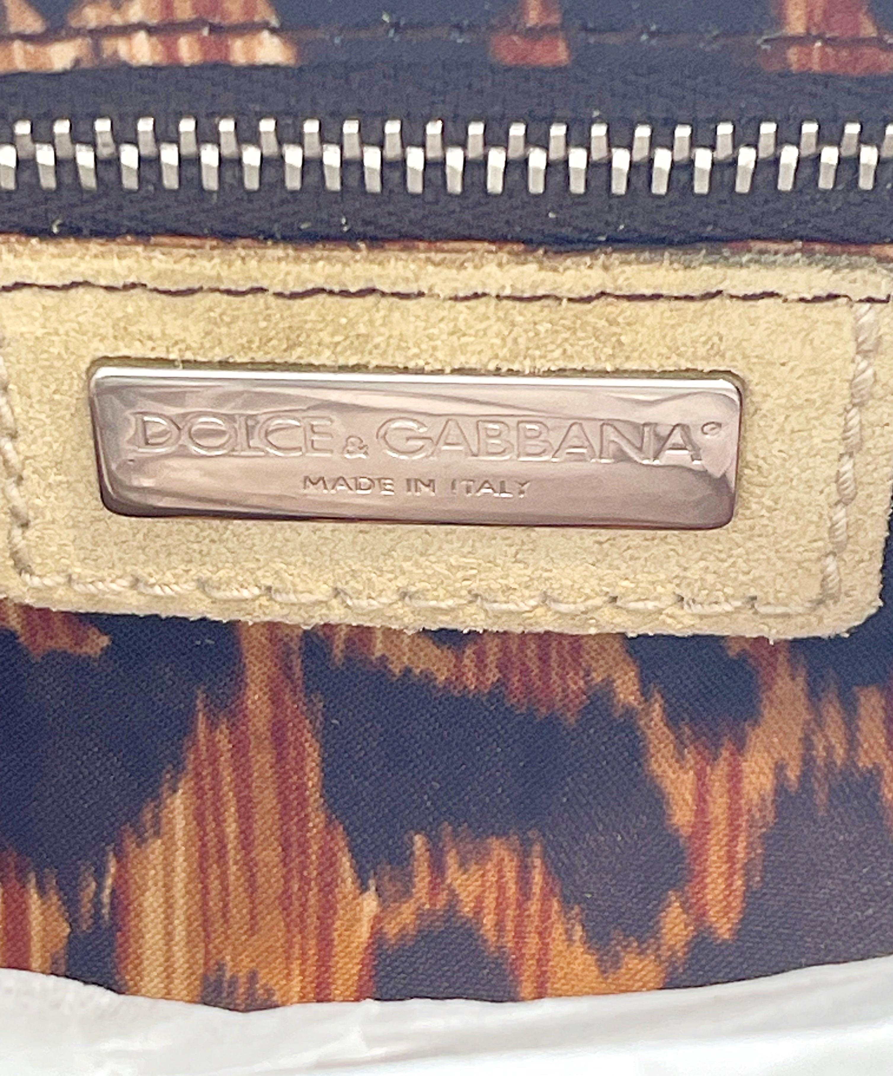 2000s Dolce & Gabbana Tan Suede + Python Snakeskin Vintage Handbag Shoulder Bag For Sale 4