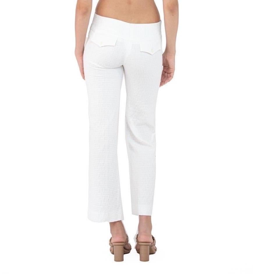 Women's 2000S Dolce & Gabbana White Cotton Jacquard Extreme Low Rise Pants For Sale