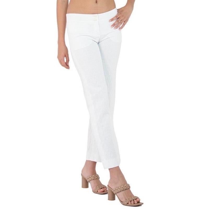 2000S Dolce & Gabbana White Cotton Jacquard Extreme Low Rise Pants For Sale 1