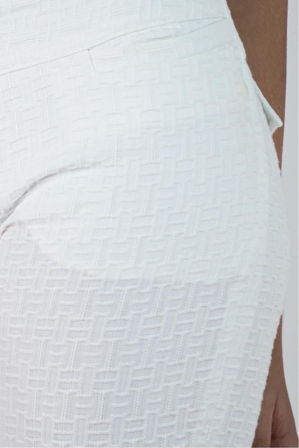 2000S Dolce & Gabbana White Cotton Jacquard Extreme Low Rise Pants For Sale 3