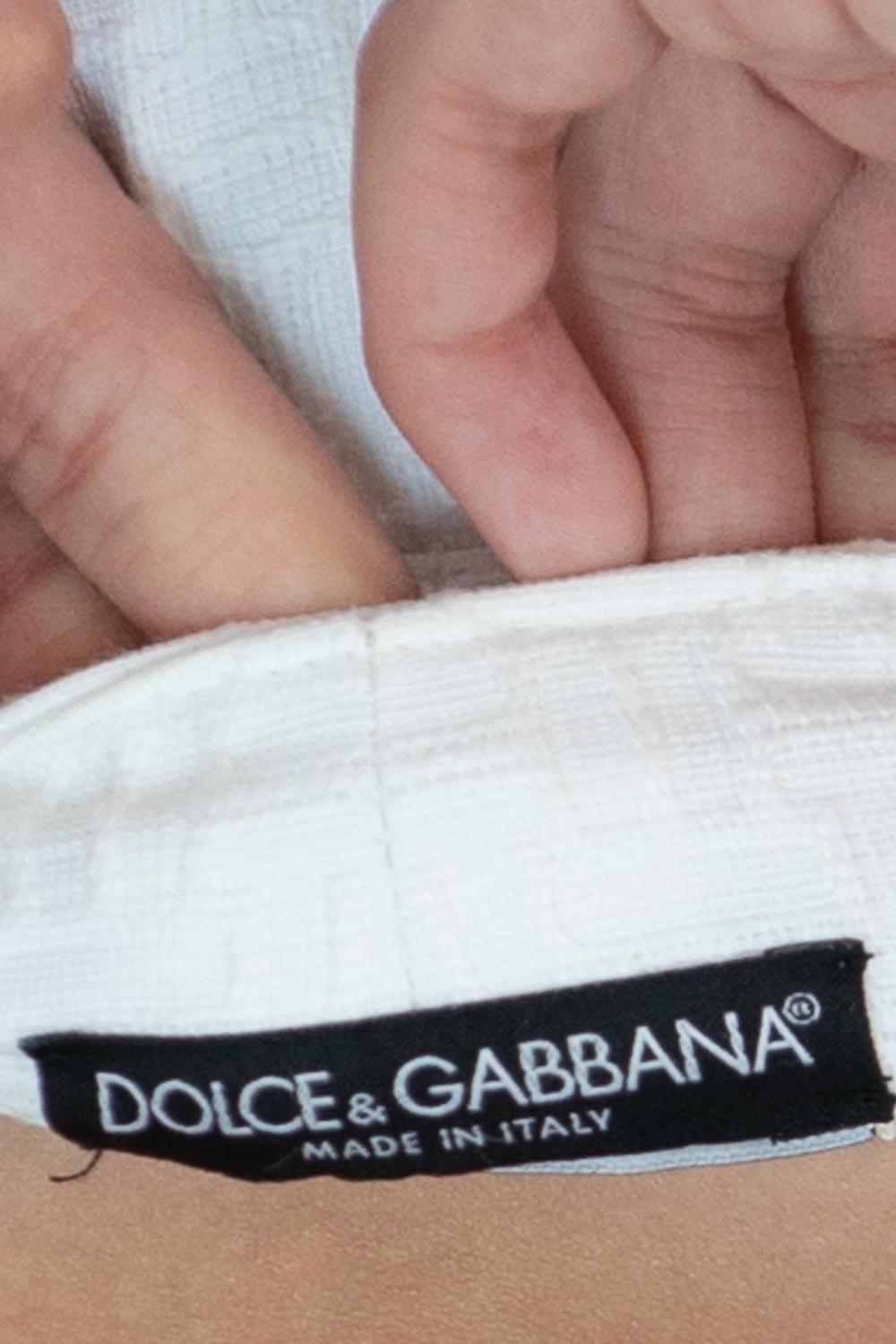 2000S Dolce & Gabbana White Cotton Jacquard Extreme Low Rise Pants For Sale 4