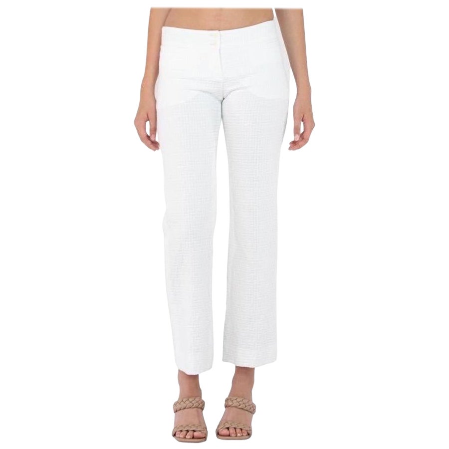 2000S Dolce & Gabbana - Pantaloni a vita bassa estremi in cotone jacquard bianco