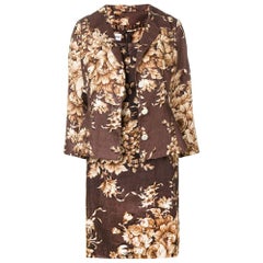 2000s Dolce&Gabbana Brown Floral Pattern Suit