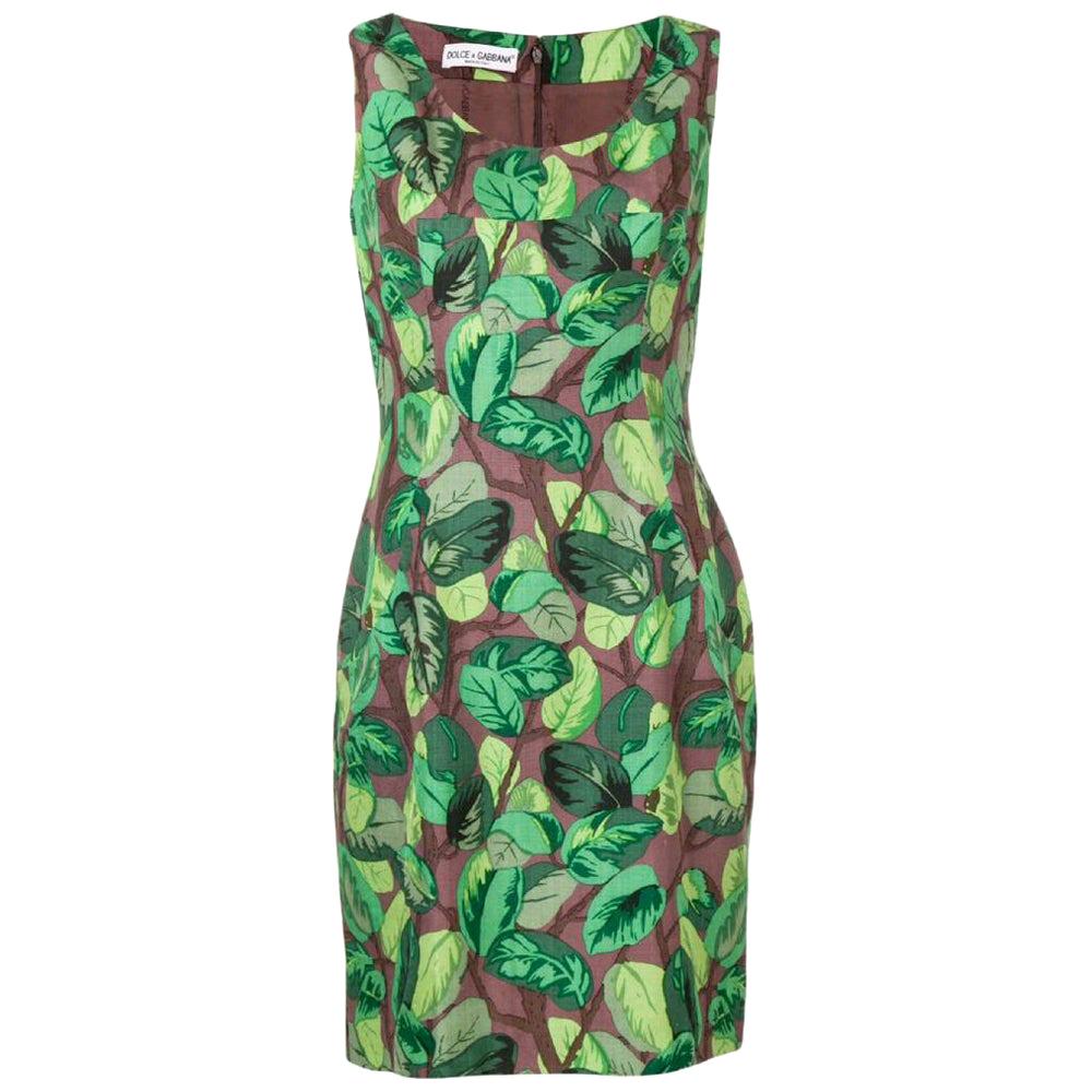 2000s Dolce&Gabbana Leaves Pattern Dress