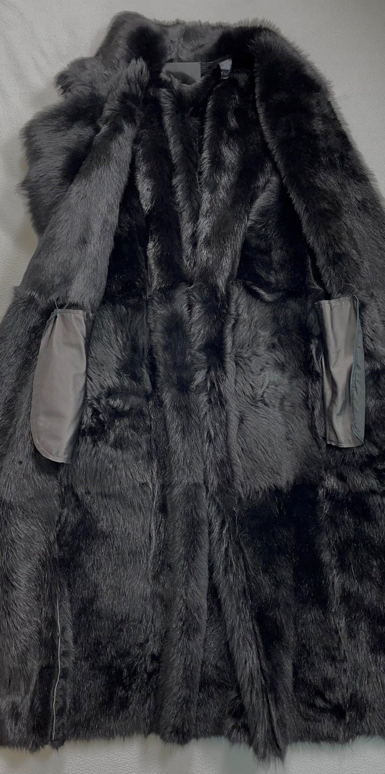 2000's Donna Karan Black Label Suede Shearling Fur Long Coat at 1stDibs