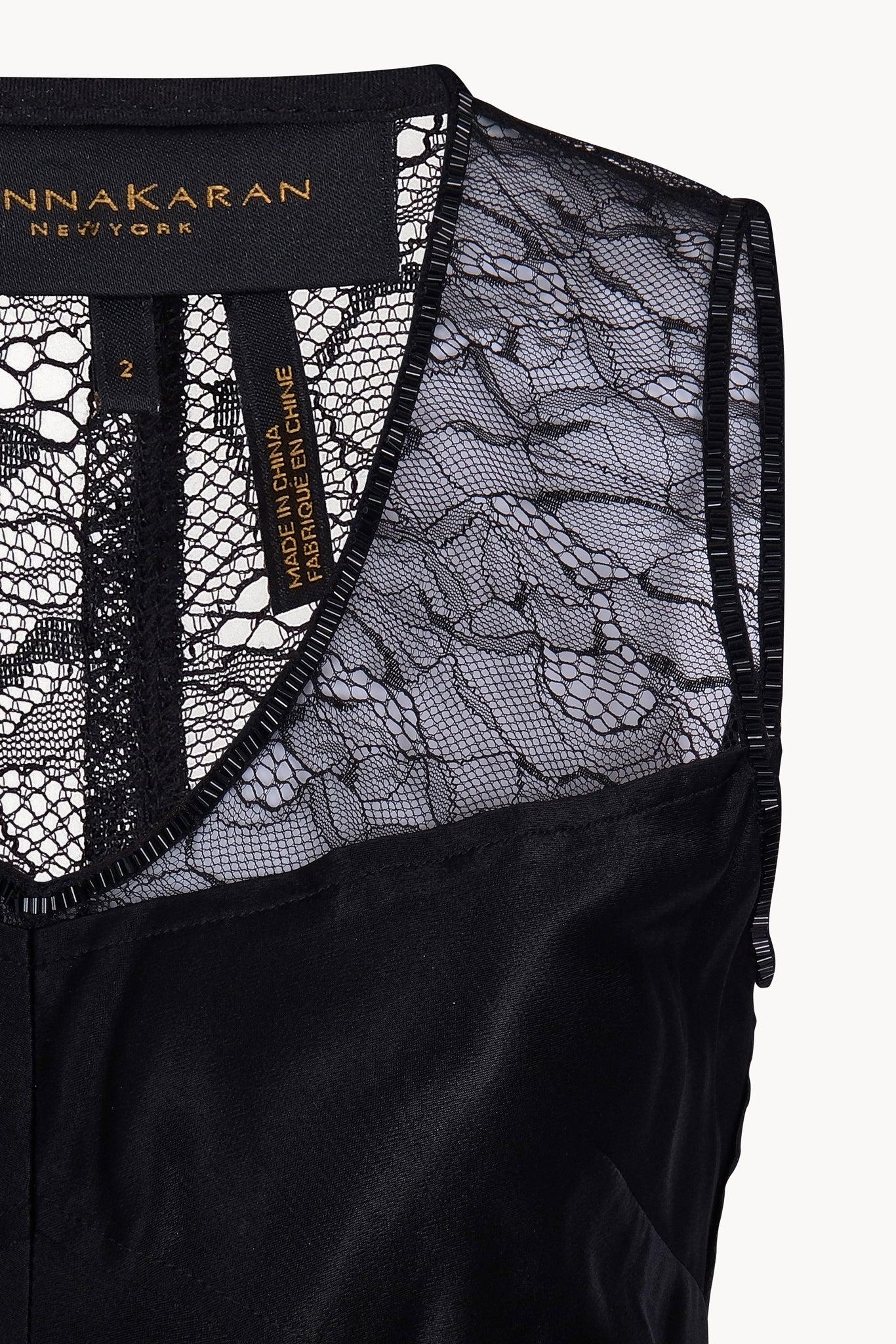 Women's 2000s Donna Karan Black Lace Gown For Sale