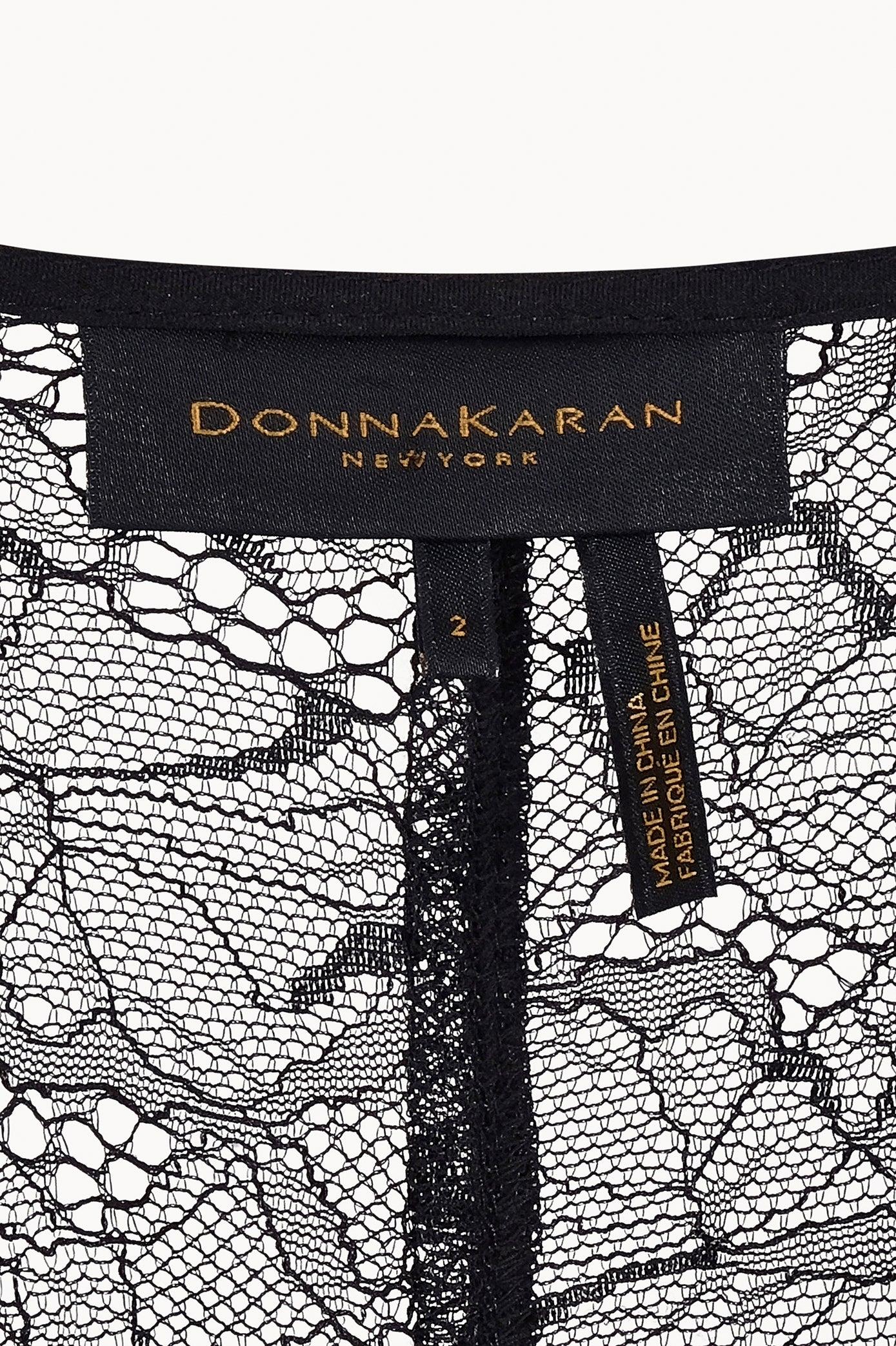 2000s Donna Karan Black Lace Gown For Sale 2