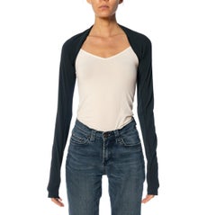 2000S DONNA KARAN Dark Teal Rayon Long Sleeve Shrug