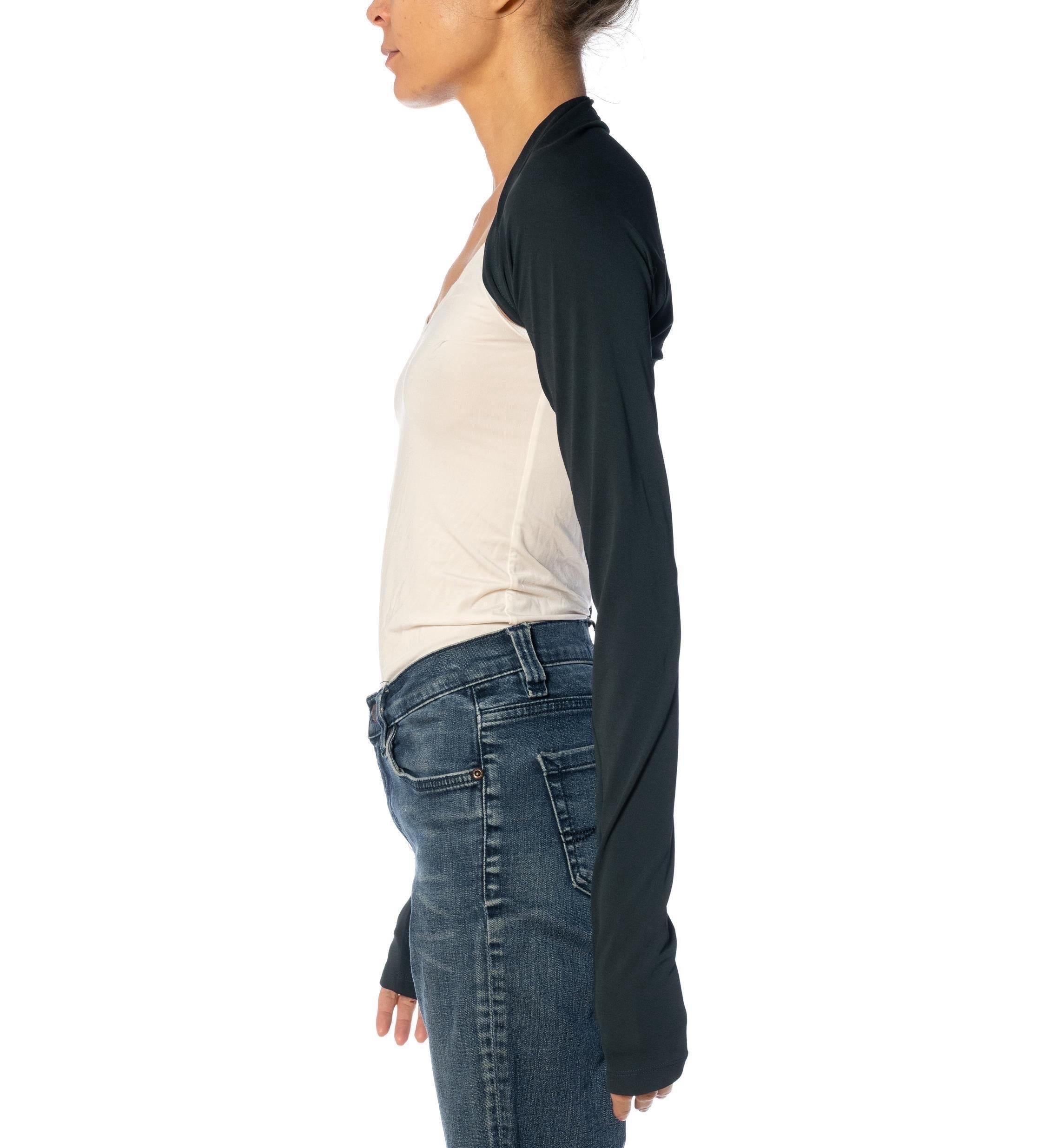 Women's 2000S DONNA KARAN Dark Teal Rayon Long Sleeve Shrug For Sale