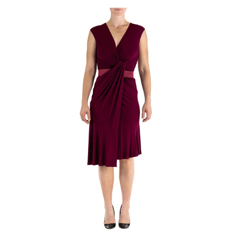 donna karan burgundy dress DONNA KARAN 1990s burgundy Wrap Dress XS-S