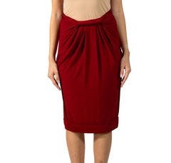 2000er DONNA KARAN Roter Rock aus Viskose und Wolle mit gedrehtem Taille-Detail